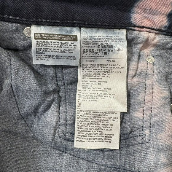 Levi's 511 Men's Tie Dye Cut Off Denim Shorts Size 40 Blue Pink Fray Hem EUC - Picture 9 of 10